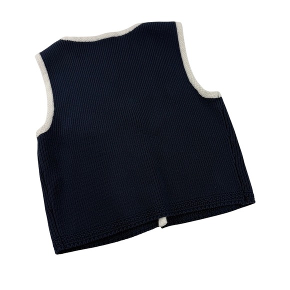 Abercrombie Fitch Navy White Trim Button V Neck Knit Vest Top Women's Small - Picture 2 of 8